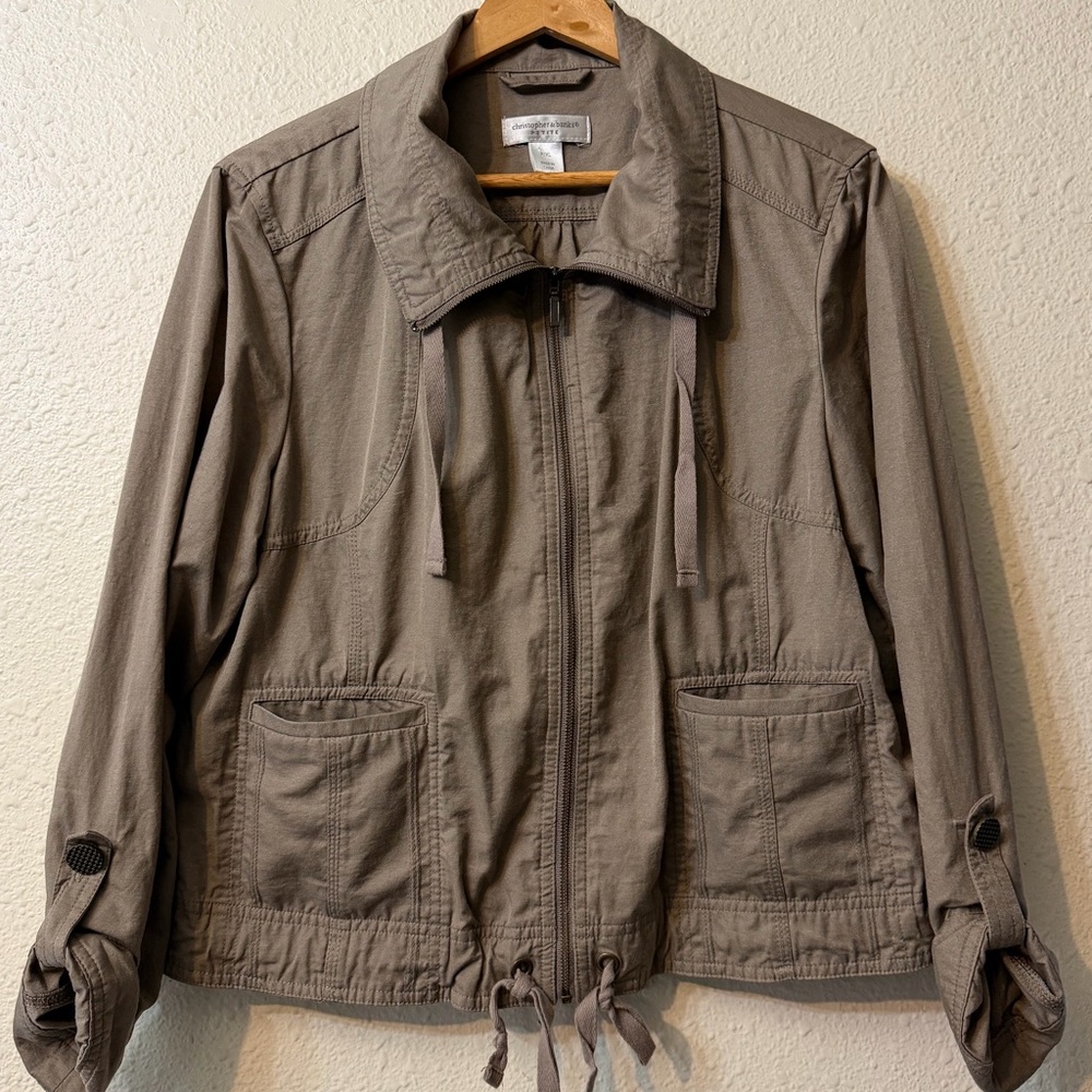 Christopher & Banks Cropped Utility Jacket in Taupe